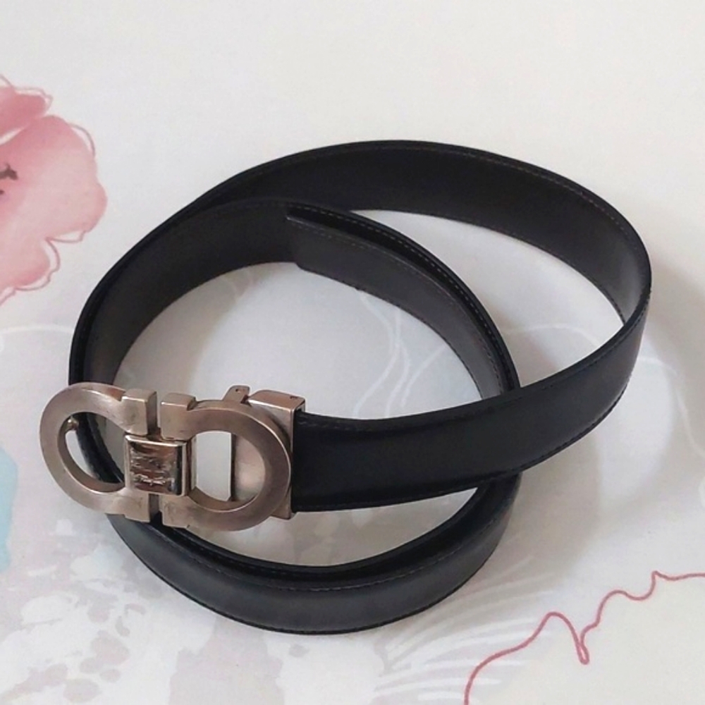 Salvatore Ferragamo black patent leather belt